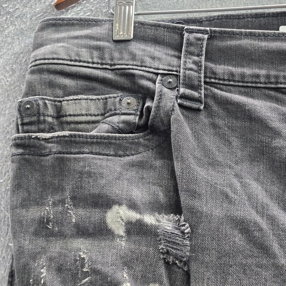 True Religion Men Jeans 36 Black Paint Splatter‎ Rocco Relaxed Skinny Grunge Y2K